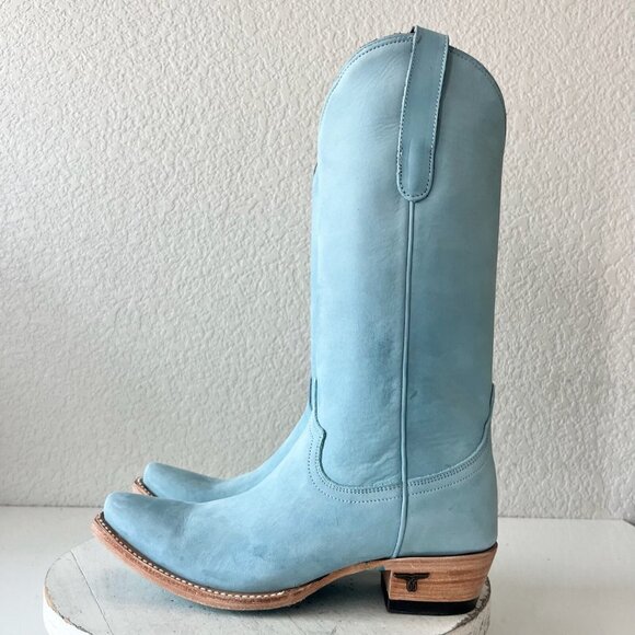 Lane EMMA JANE Womens Cowboy Boots 7 Western Light Blue Cowgirl Mid Calf Tall - Picture 5 of 13